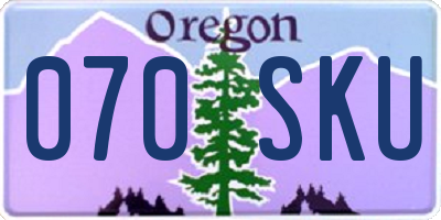 OR license plate 070SKU
