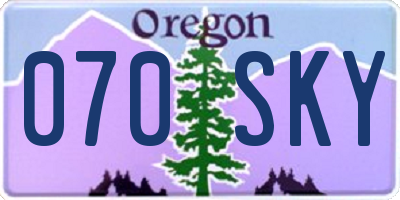 OR license plate 070SKY