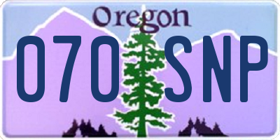 OR license plate 070SNP
