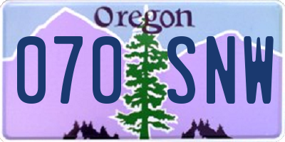 OR license plate 070SNW