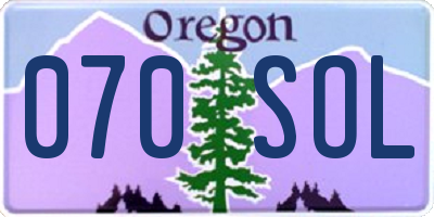 OR license plate 070SOL