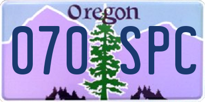 OR license plate 070SPC