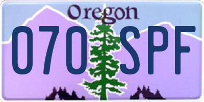 OR license plate 070SPF