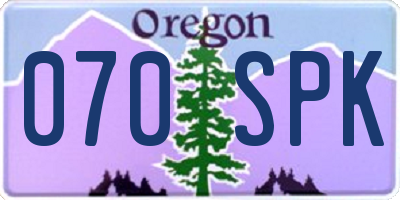 OR license plate 070SPK