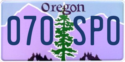 OR license plate 070SPO
