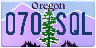 OR license plate 070SQL