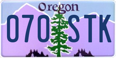 OR license plate 070STK