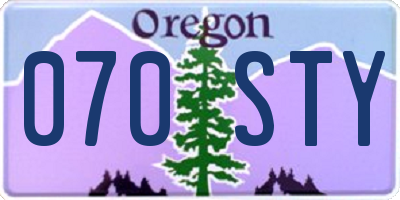 OR license plate 070STY