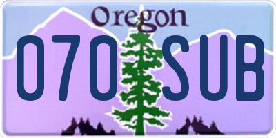 OR license plate 070SUB