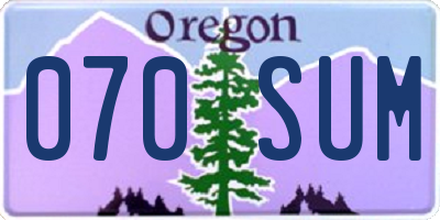 OR license plate 070SUM
