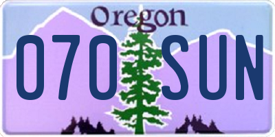 OR license plate 070SUN
