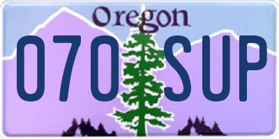 OR license plate 070SUP