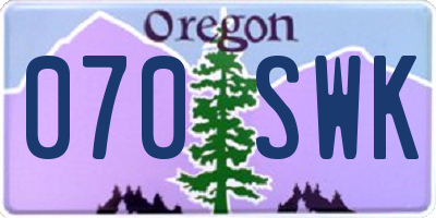 OR license plate 070SWK