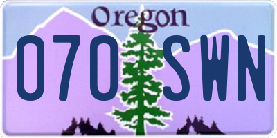 OR license plate 070SWN