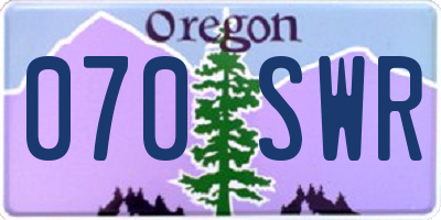 OR license plate 070SWR