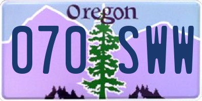 OR license plate 070SWW