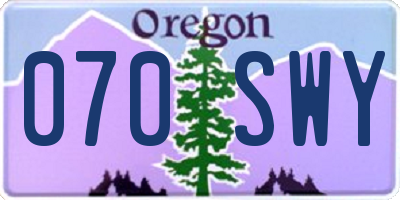OR license plate 070SWY
