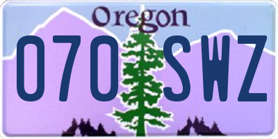 OR license plate 070SWZ