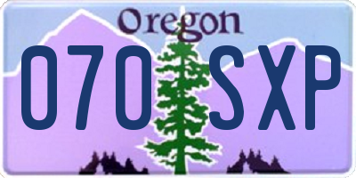 OR license plate 070SXP