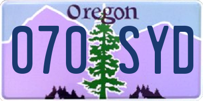 OR license plate 070SYD