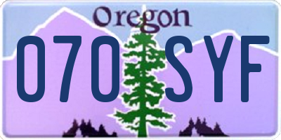 OR license plate 070SYF