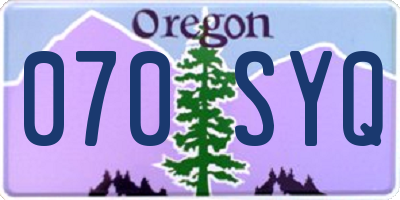 OR license plate 070SYQ