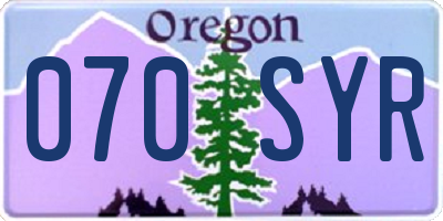 OR license plate 070SYR