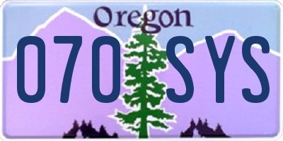 OR license plate 070SYS