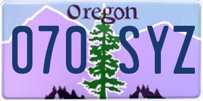 OR license plate 070SYZ