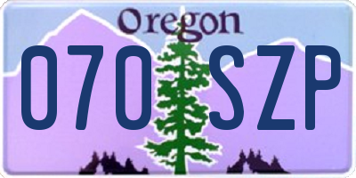 OR license plate 070SZP