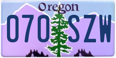 OR license plate 070SZW