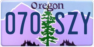 OR license plate 070SZY