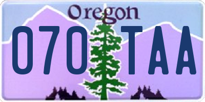 OR license plate 070TAA