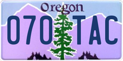 OR license plate 070TAC