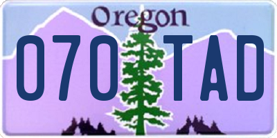 OR license plate 070TAD