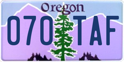 OR license plate 070TAF