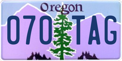 OR license plate 070TAG