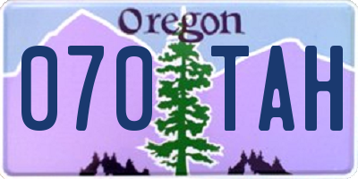 OR license plate 070TAH