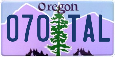 OR license plate 070TAL