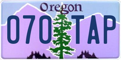 OR license plate 070TAP