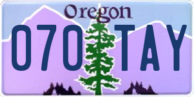 OR license plate 070TAY