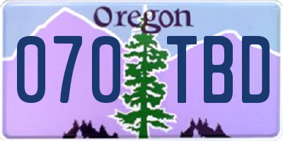 OR license plate 070TBD