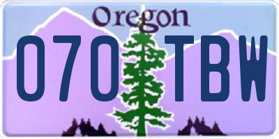 OR license plate 070TBW