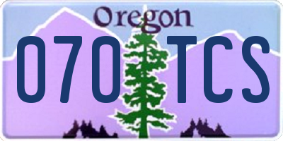 OR license plate 070TCS