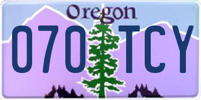 OR license plate 070TCY
