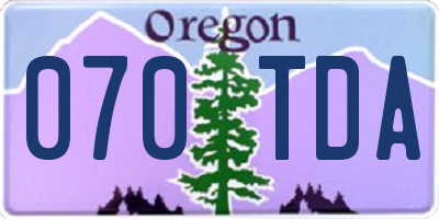 OR license plate 070TDA