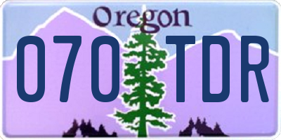 OR license plate 070TDR