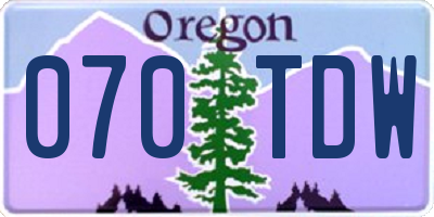 OR license plate 070TDW