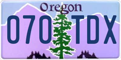 OR license plate 070TDX