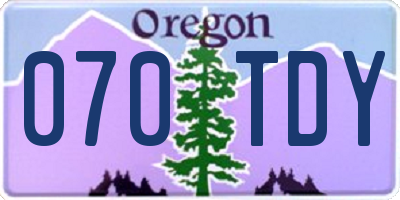 OR license plate 070TDY